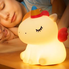 Veilleuse en Silicone Forme Unicorne pour Chambre d’enfant Rechargeable
