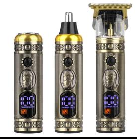 Ensemble  de rasoir électrique pour hommes, tondeuse pour barbe et nez, chargeur USB, avec écran LCD