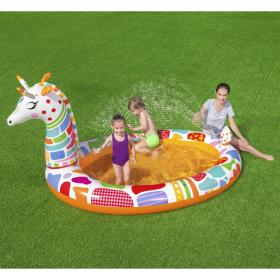 Piscine Rond Gonflable Giraffe Pour Enfants Avec Arroseur 266x157x127cm Bestway 53089