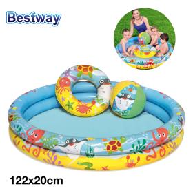 Piscine Ronde Gonflable Avec Bouée Et Ballon De Plage 122 x 20 cm Bestway  #51124